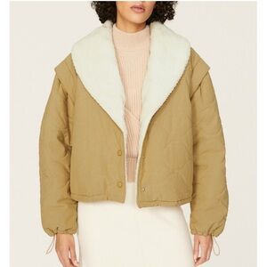 ASTR Nadine Canvas Teddy Puffer Jacket, NEW